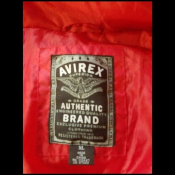 Avirex VTG Hooded Down Puffer Coat Red Men's sz XL - Picture 5 of 7